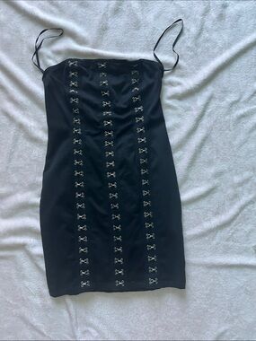 Black Hook-and-Eye Slip Dress